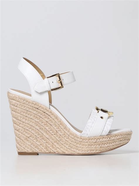 michael kors shoes white flowers shoelaces|Michael Kors white wedges.